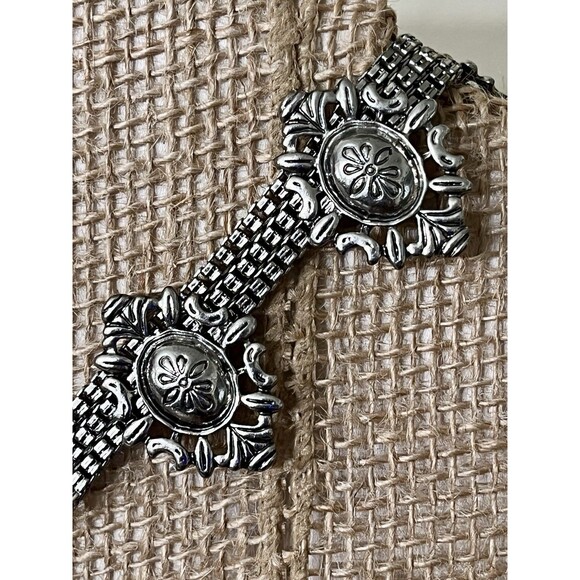 Heavy Tribal Ethnic Statement Gypsy Boho European Choker Necklace Silver Tone - Picture 3 of 9